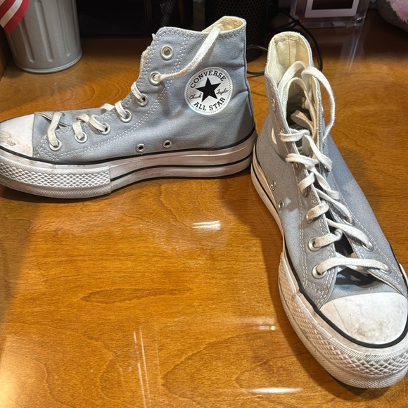 Converse All Star grey/light blue High Tops - Picture 1 of 6